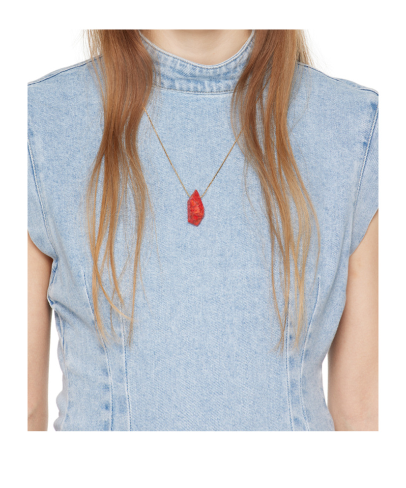 Isabel Marant Gold & Orange Long Pendant Necklace In Yellow