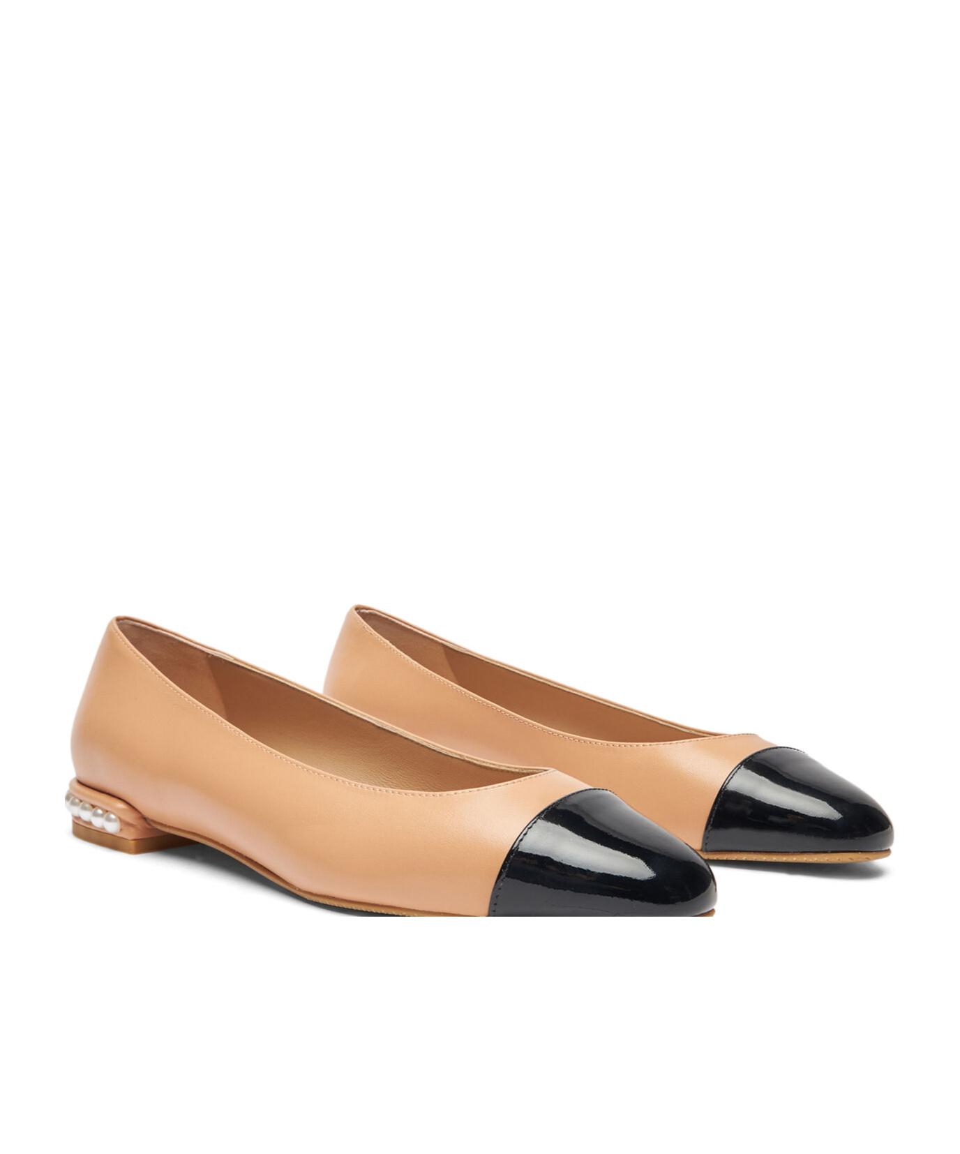 Stuart Weitzman Pearl Contrasting-toecap Ballerina Shoes In Nude