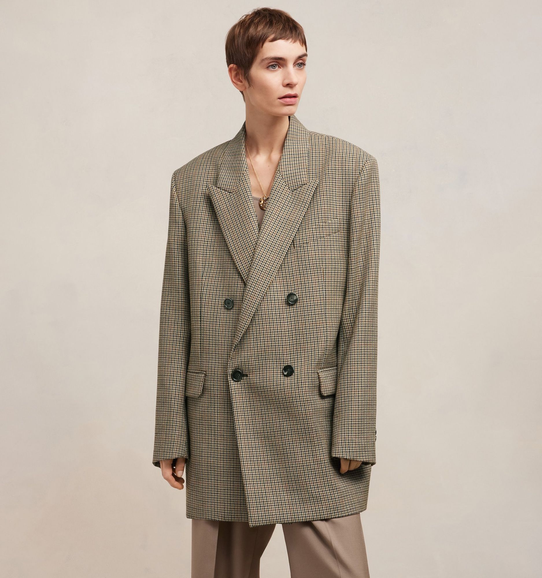 Shop Ami Alexandre Mattiussi Ami Paris Houndstooth Double Breasted Blazer In Brown