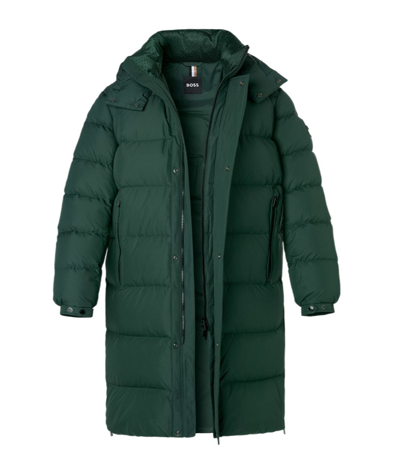 Hugo Boss Long Sleeve Down Jacket In Green