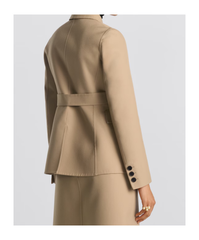 Dior Double-breasted Freshly Cut Wool Suit Coat In Nude