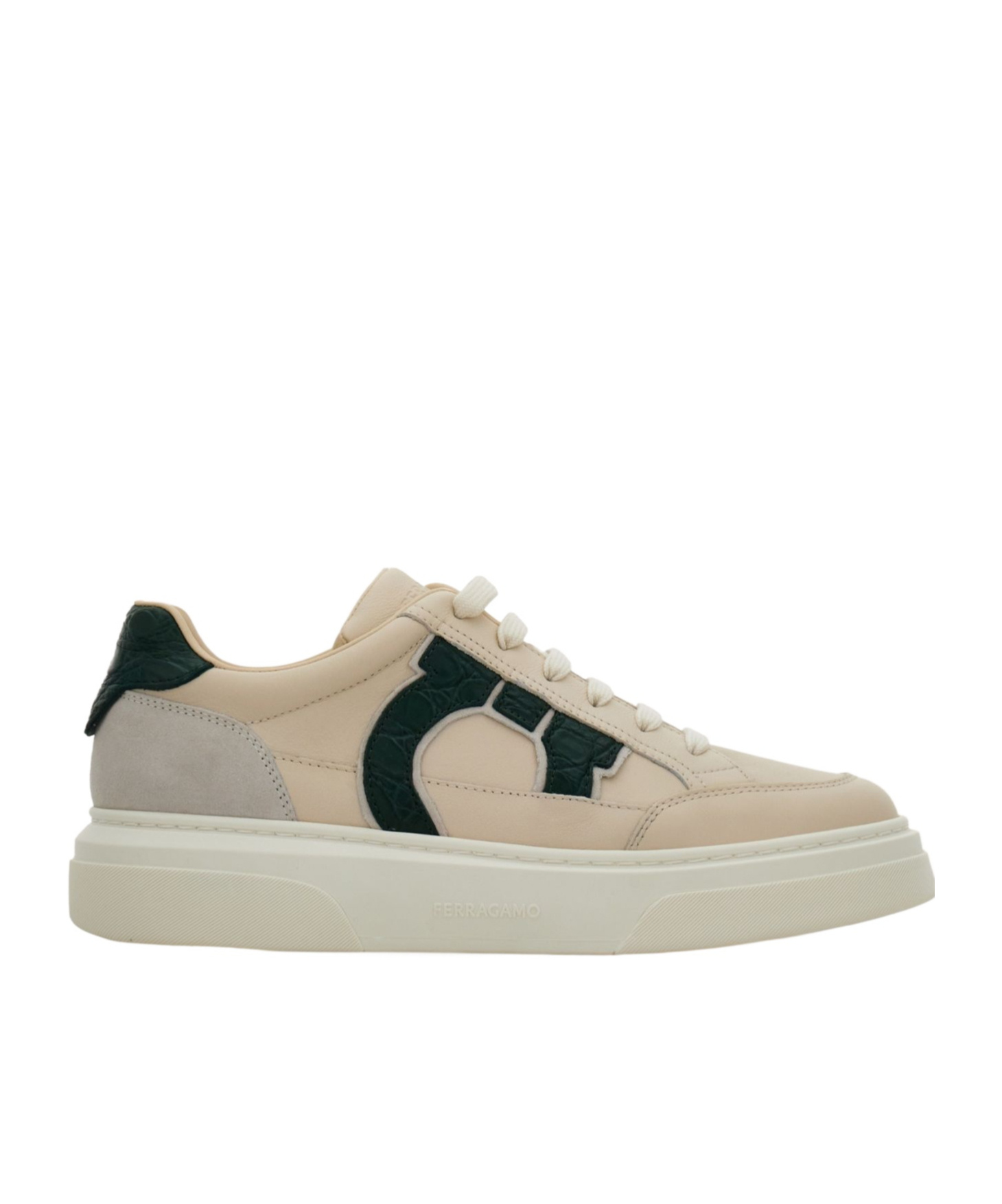 Ferragamo Gancini Logo Low-top Sneakers In Multi