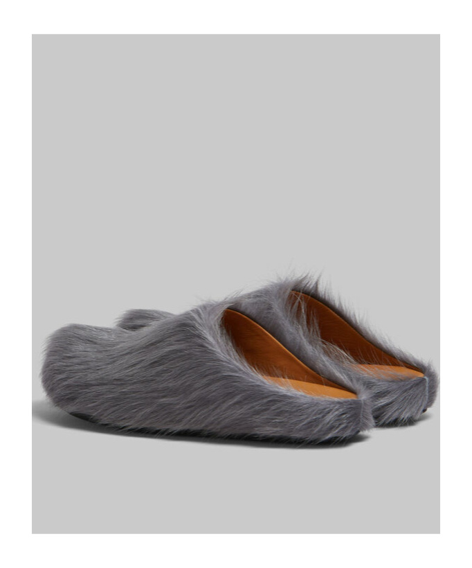 Marni Fussbet Sabot Calf-hair Slippers In Gray