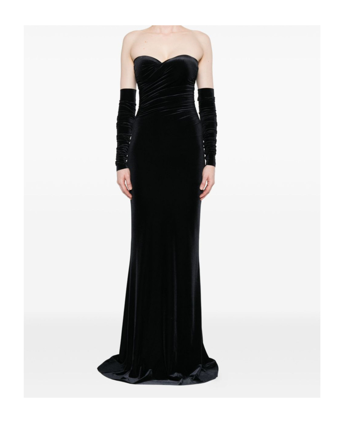 Amazuìn Julien Velvet Long Dress In Black