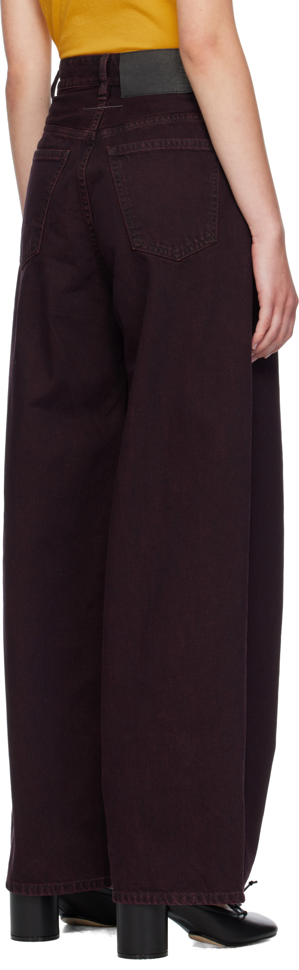 Mm6 Maison Margiela Burgundy Wide-leg Jeans In Black