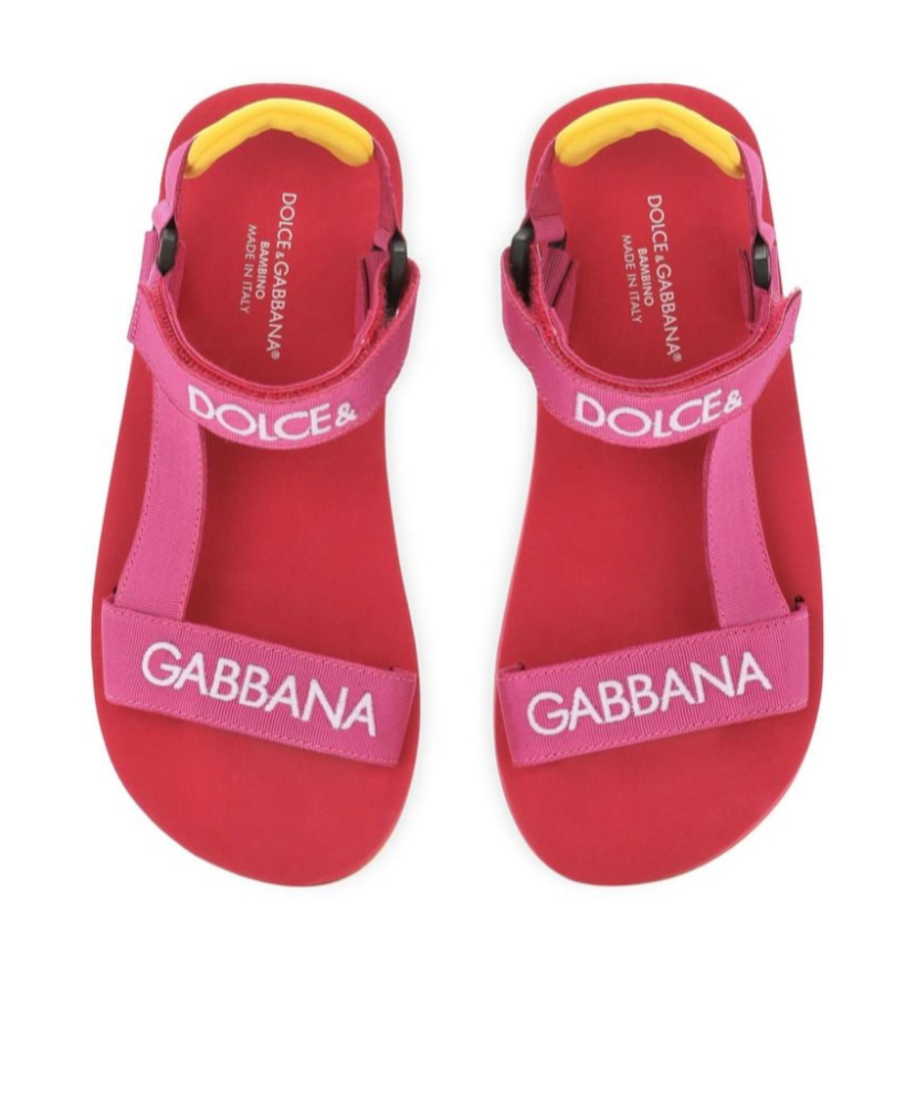 Dolce & Gabbana Logo-embroidered Touch-strap Sandals In Pink