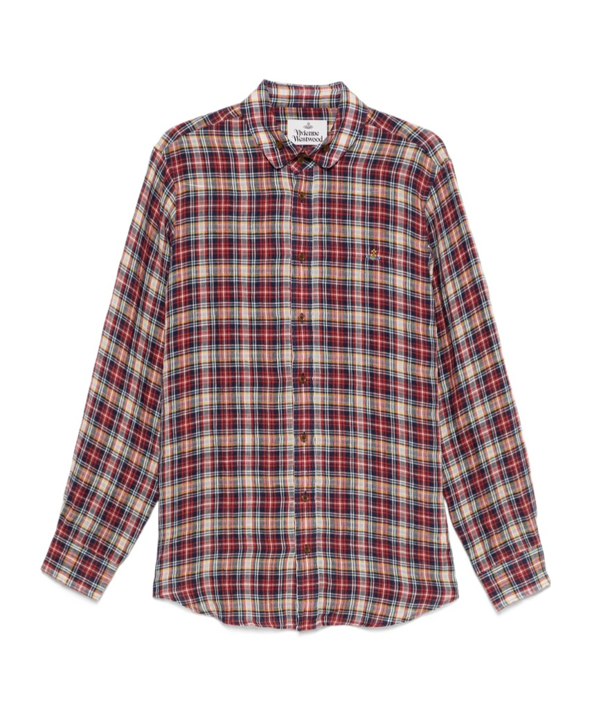 Vivienne Westwood Two Button Krall Shirt Linen Check Shirting 56 Men In Multicolor