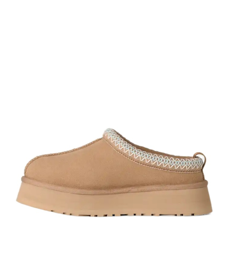 Ugg Tazz Wool-blend Fleece-lined Embroidered Suede Platform Slippers In Brown