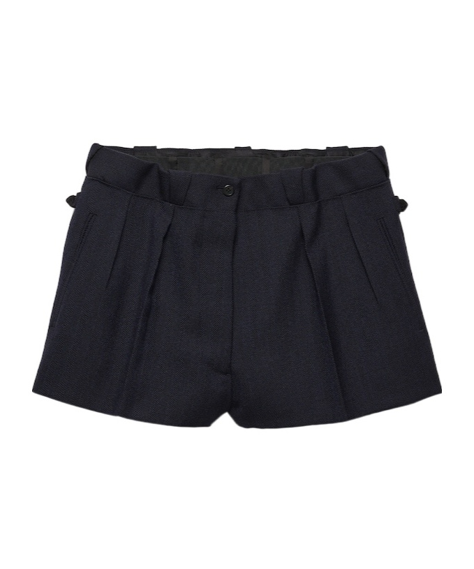 Prada Pleated Buttoned Shorts In Blue