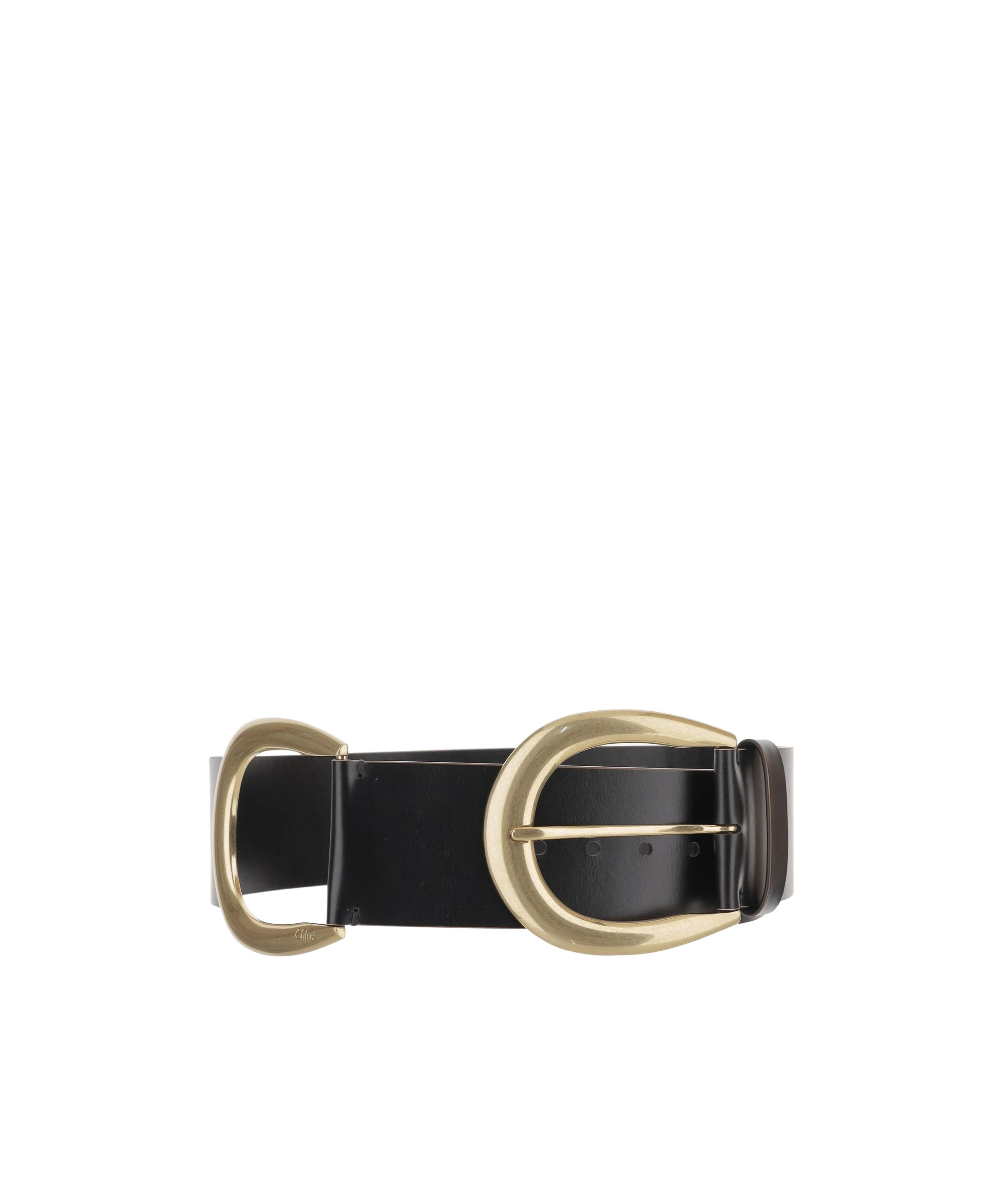 Chloé Anita Belt In Leather And Brass In Black