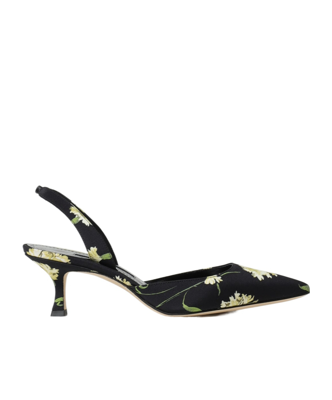 Manolo Blahnik 50mm Carolyne Floral Slingback Pumps In Black