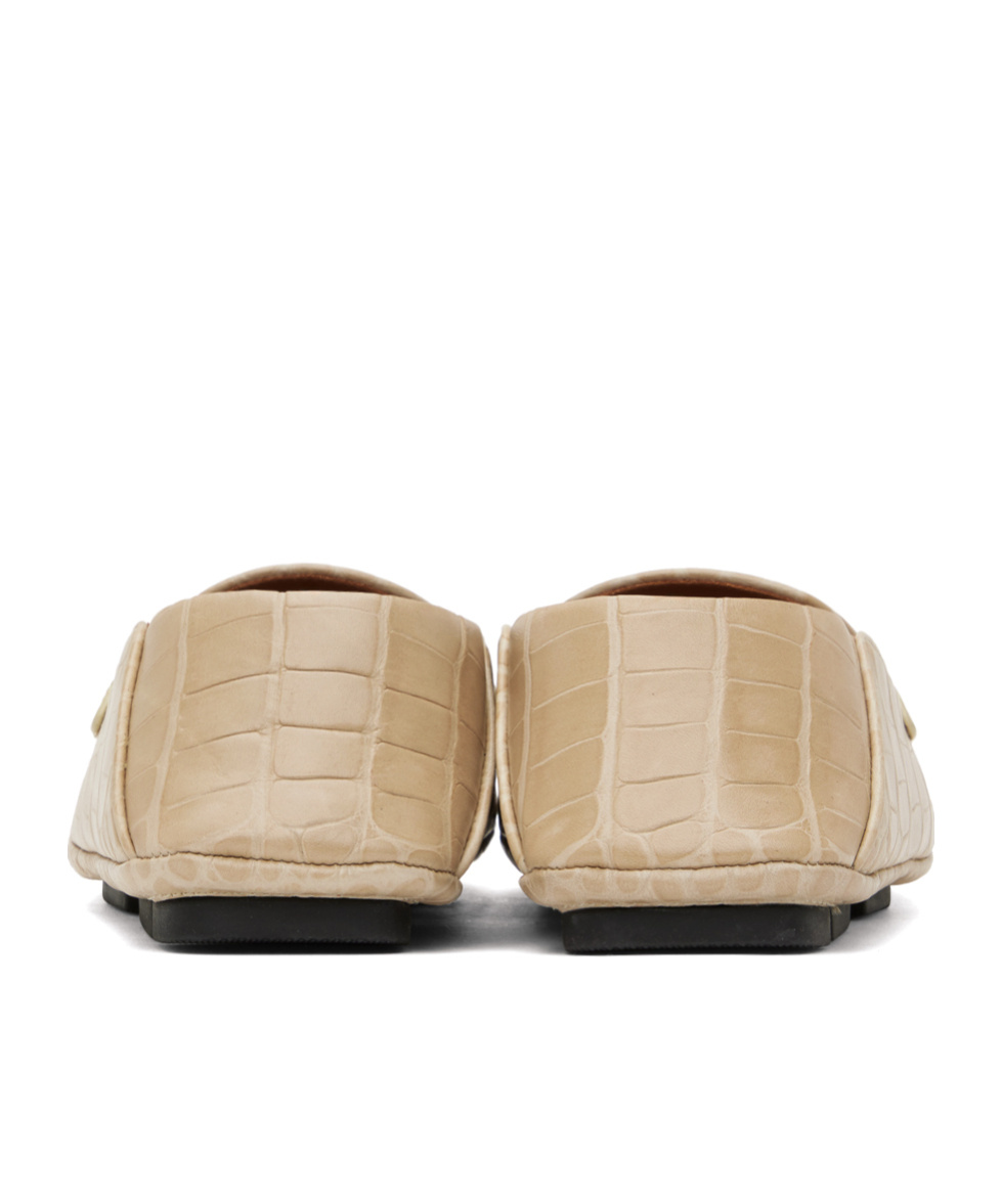 Dolce & Gabbana Beige Crocodile-print Driver Loafers In Nude