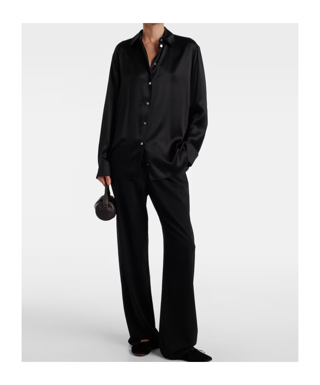 The Row Round Toe Ballet Flats In Black