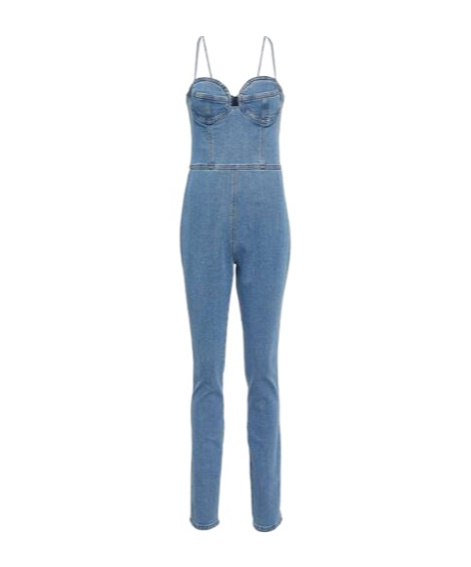 Magda Butrym Bustier Denim Jumpsuit In Blue