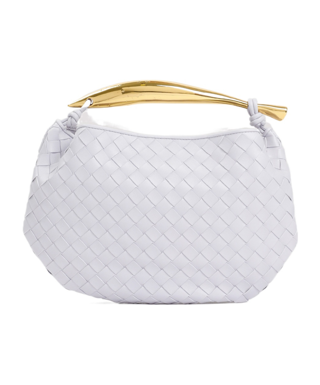 Bottega Veneta Small Sardine Leather Top Handle Bag In White