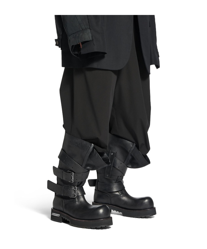 Balenciaga Mid-calf Leather Boots Rubber Sole In Black