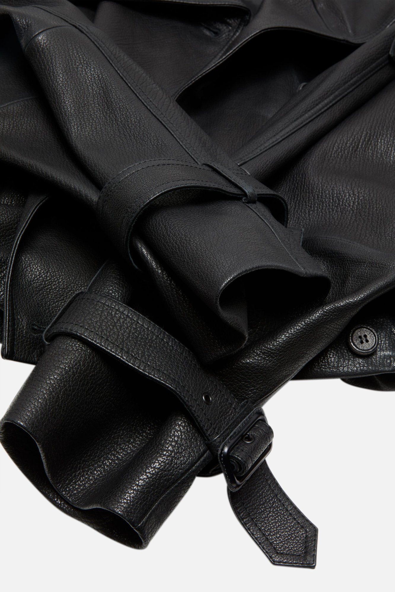 Acne Studios Double-breasted Buckled-cuffs Leather Jacket In Black