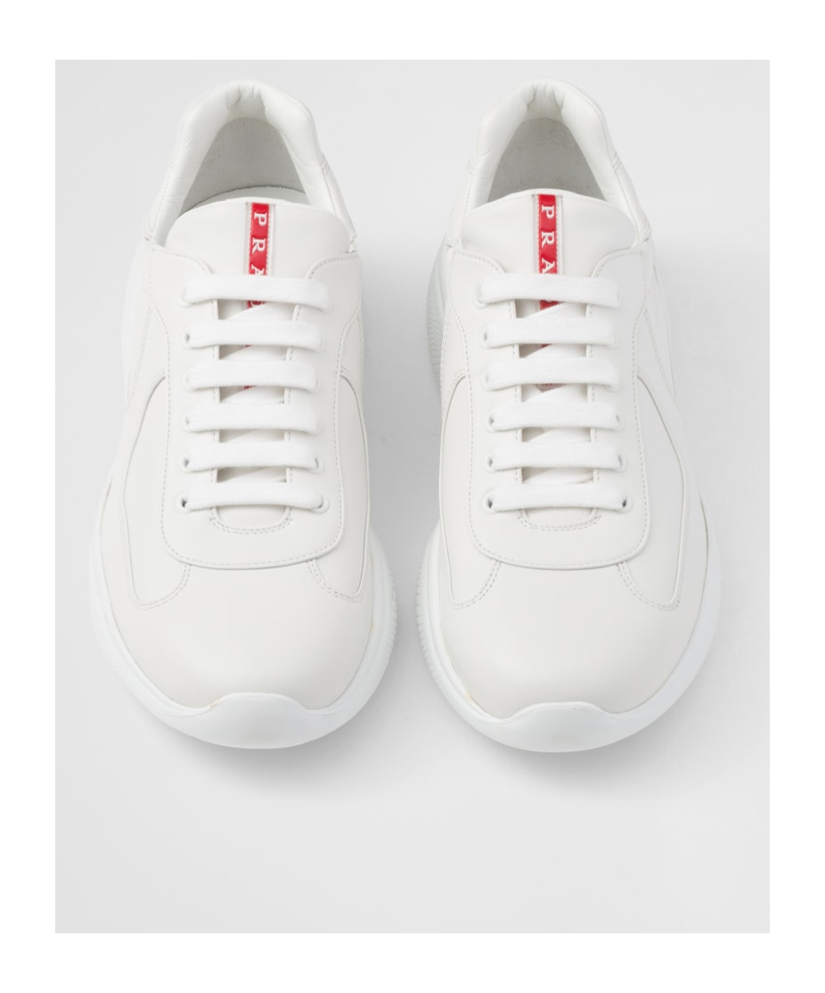 Prada Men's Americas Cup Napa Leather Low-top Sneakers In White