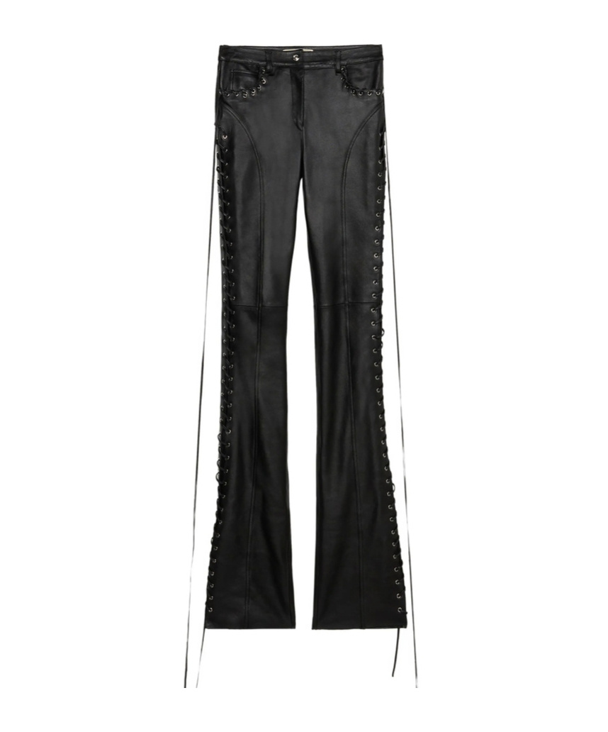 Blumarine Lace-up Trousers In Burgundy