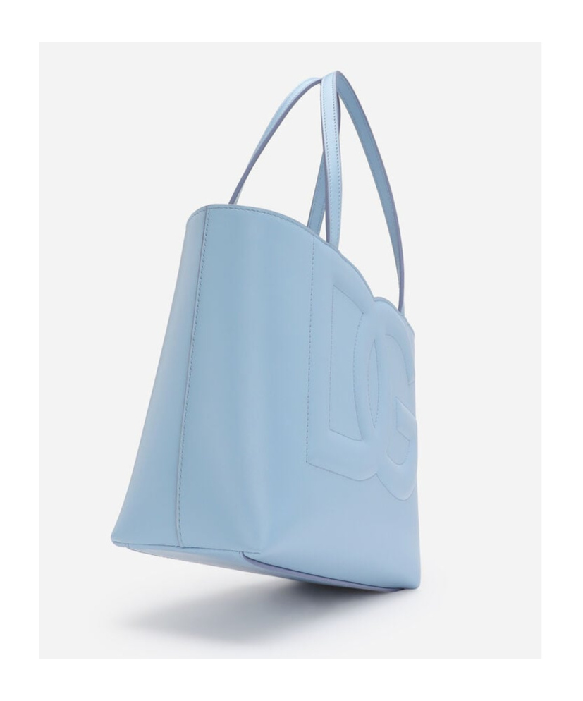 Dolce & Gabbana Small Dg Logo Leather Tote Bag In Blue
