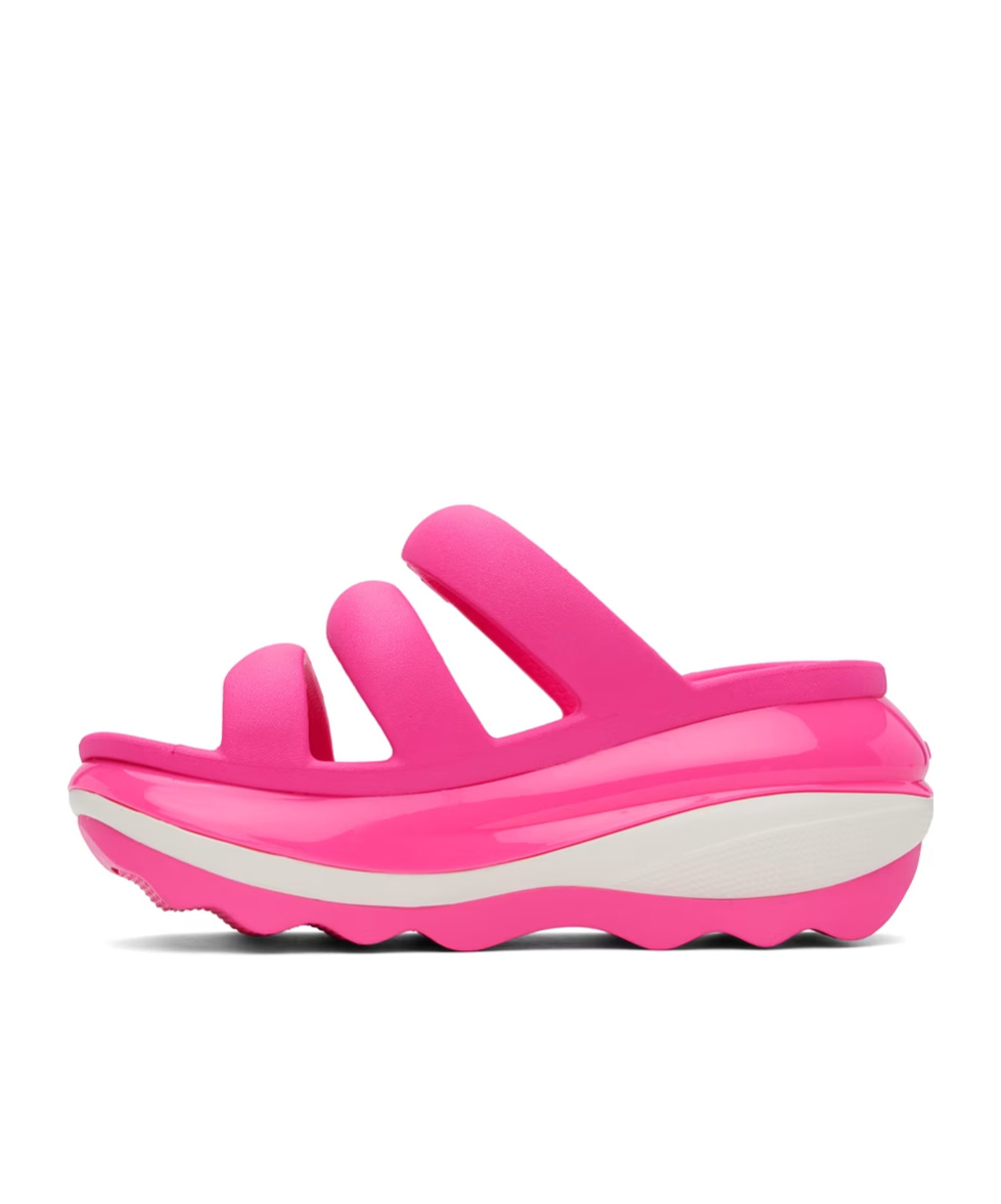 Crocs Three-strap Logo High-heeled Sandals In Pink
