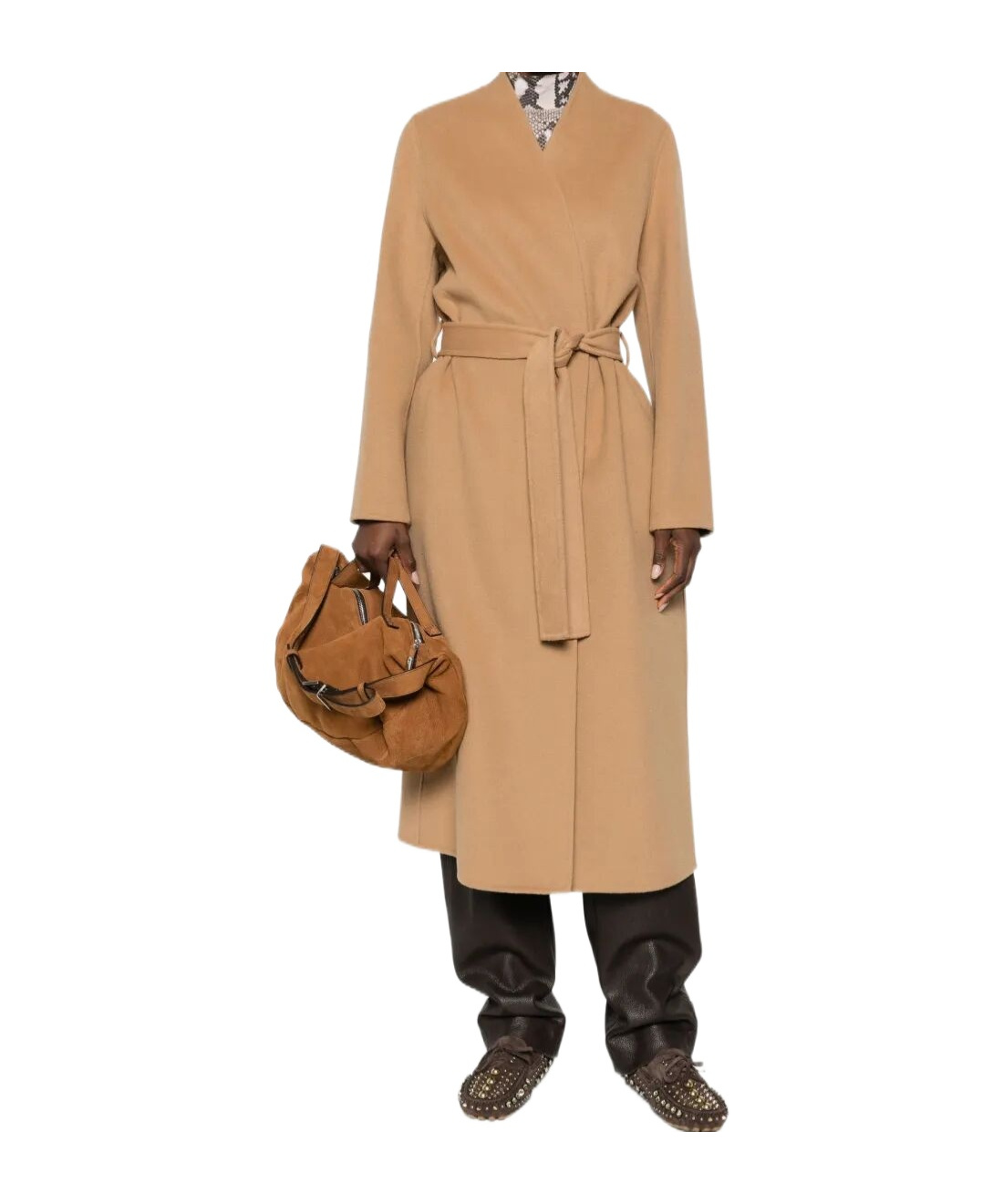 Ermanno Firenze Belted Coat In Brown
