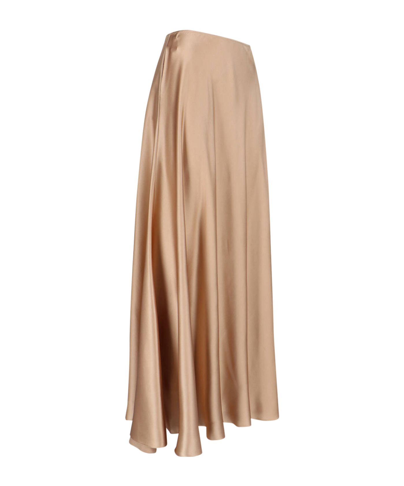 Ermanno Scervino Silk Midi Skirt In Brown