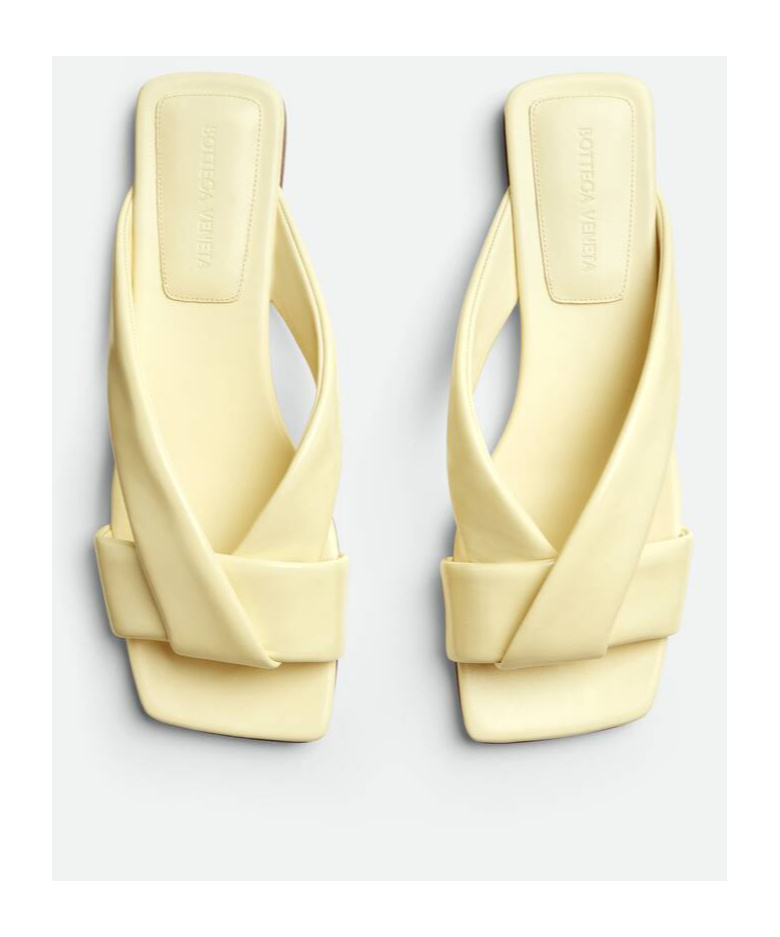 Bottega Veneta Women Pastel Yellow Leather Riva Slippers In Chamomile