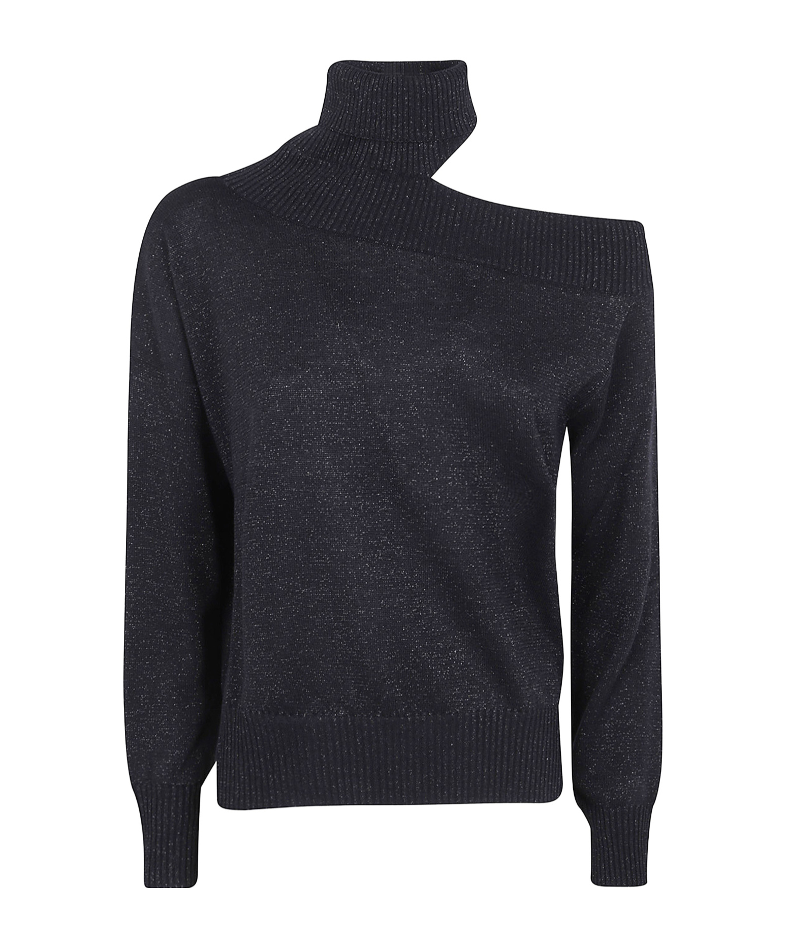 D Exterior Off-shoulder Turtleneck Sweater In Black