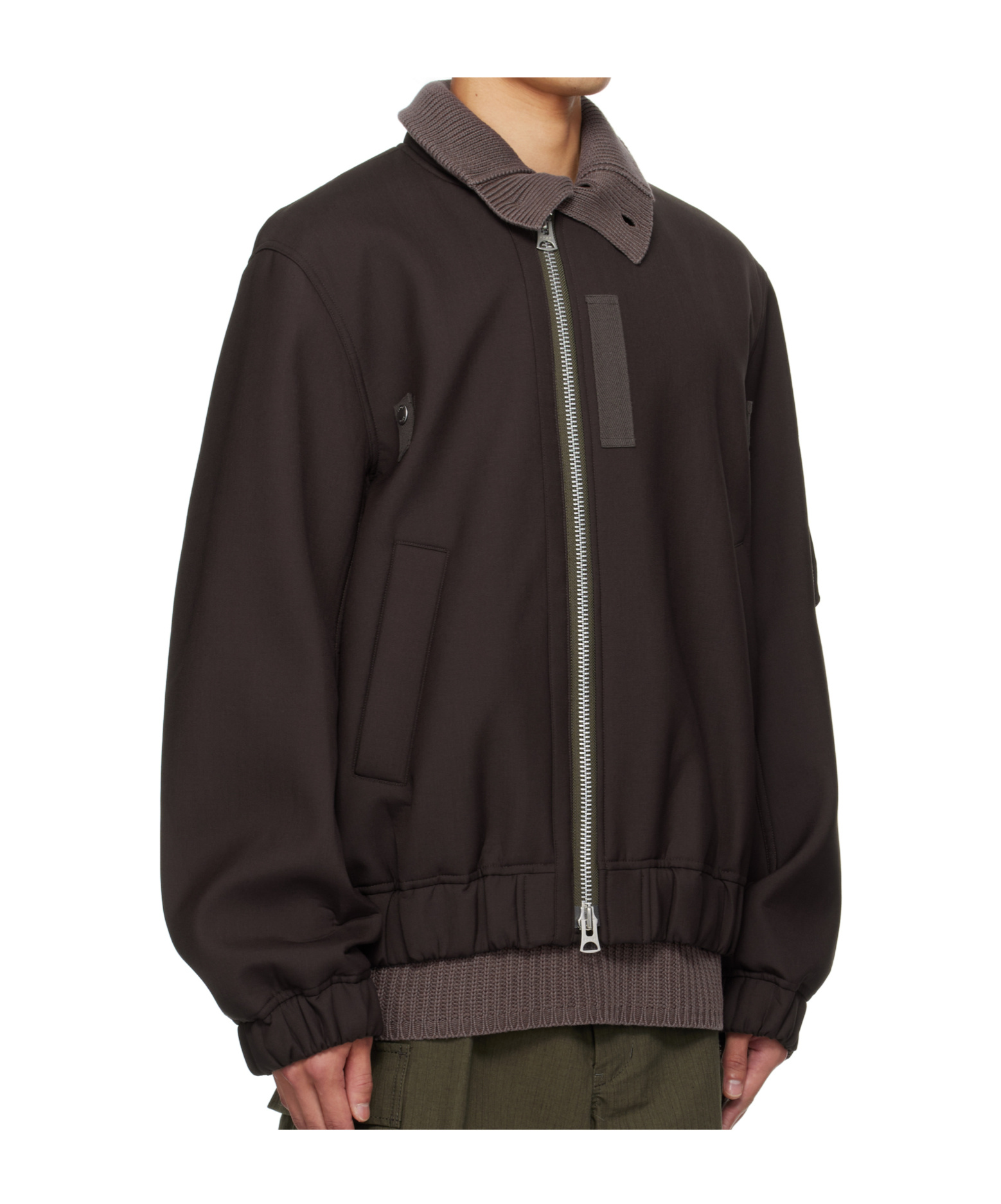 Sacai Brown Suiting Blouson Bomber Jacket In Brown