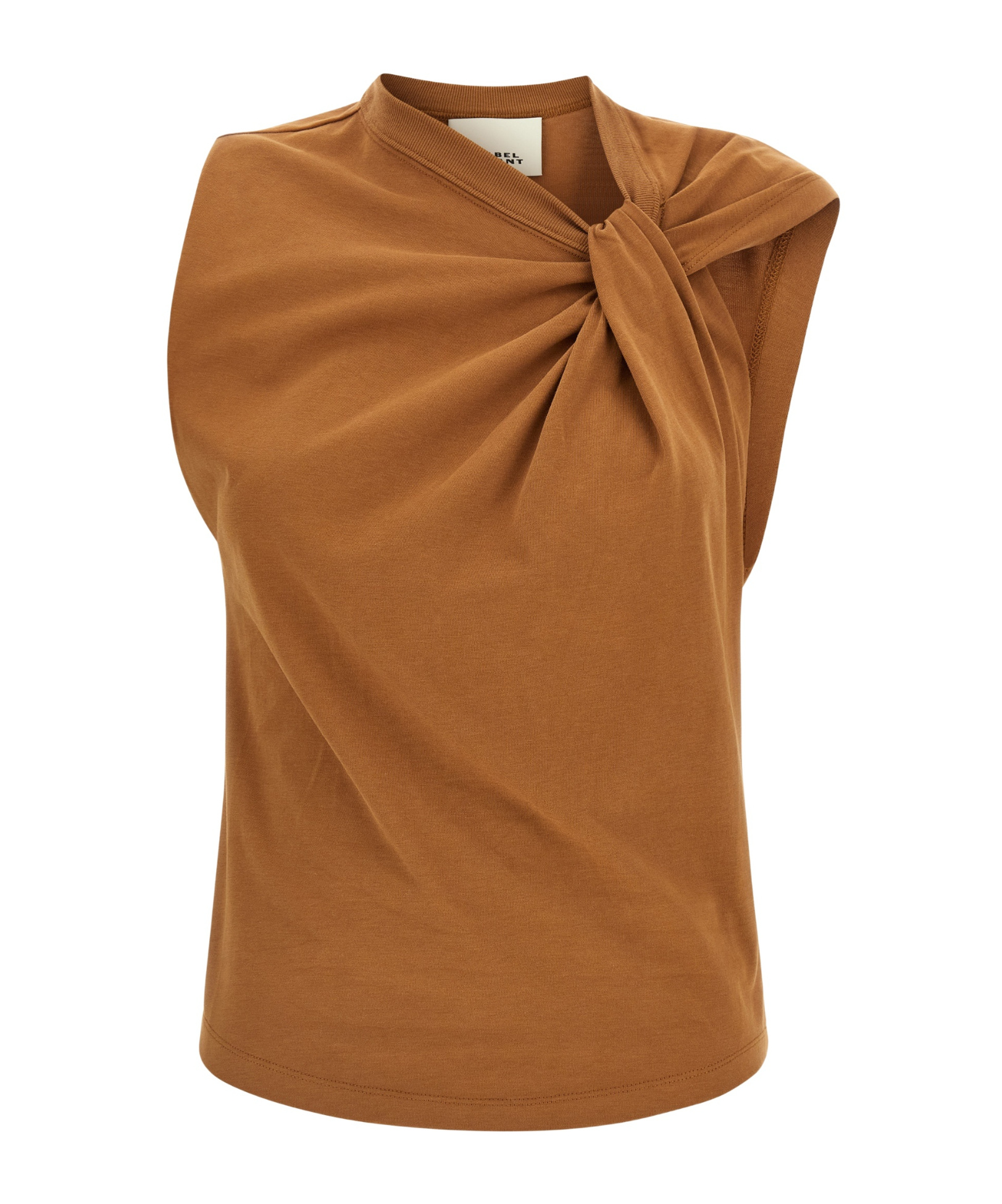 Isabel Marant Sleeveless Crew Neck Top With Knot Detail In Brown
