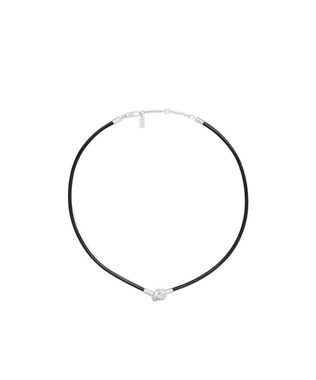 Celine Knot Necklace In Calfskin And Brass With Rhodium Finish In Multi