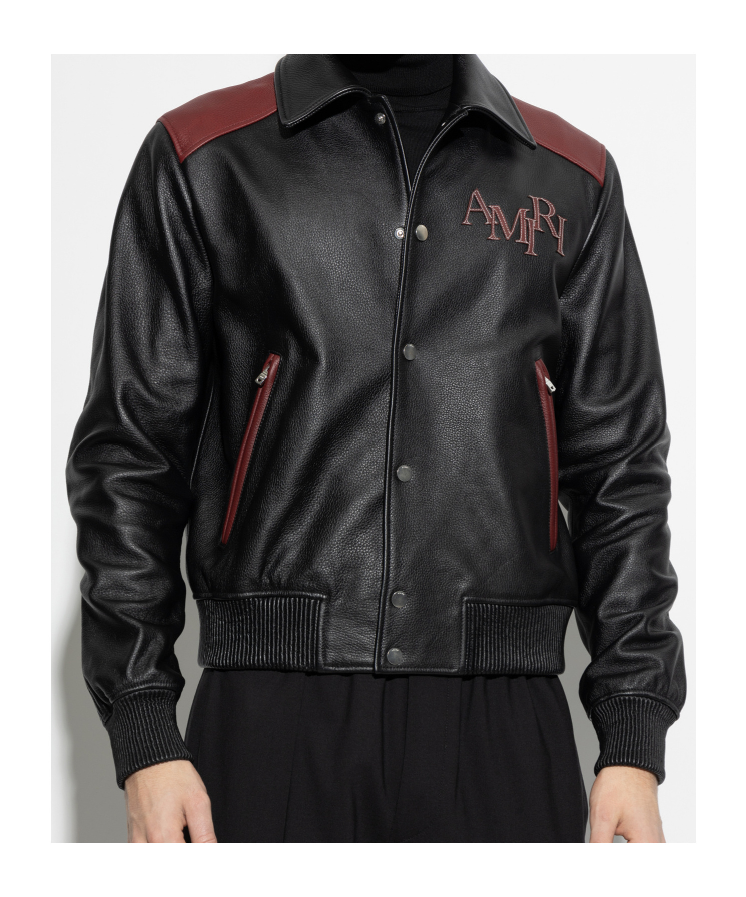 Shop Amiri Logo-patch Leather Jacket In Black