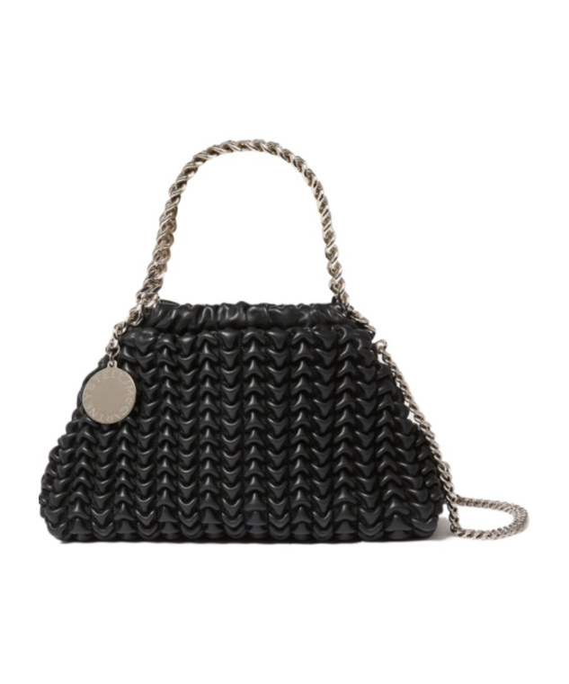 Stella Mccartney Falabella Popcorn Drawstring Crossbody Bag In Black