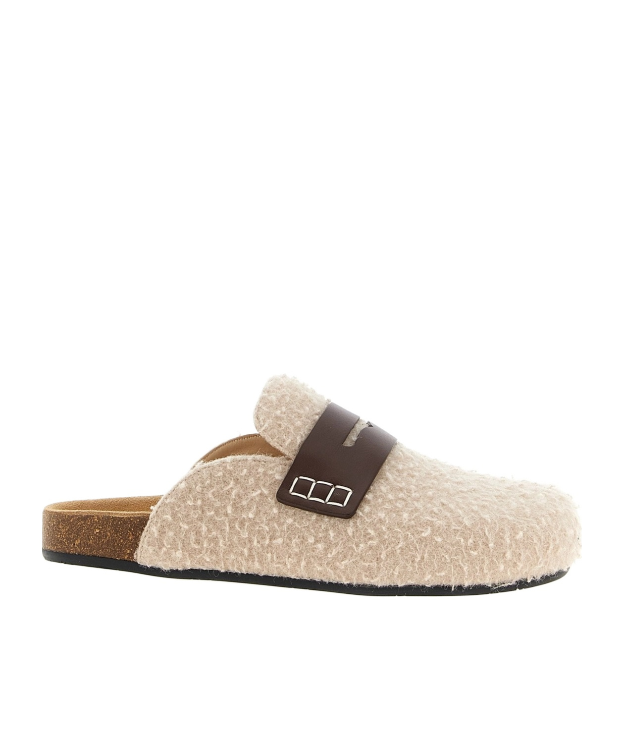Jw Anderson Faux Fur Strap Mules In Sand