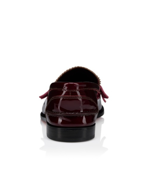 Christian Louboutin Donna Colorblock Mixed Leather Red Sole Penny Loafers In Burgundy
