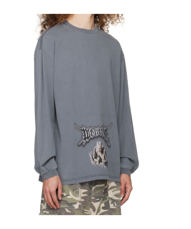 We11 Done Logo Long-sleeved T-shirt In Gray