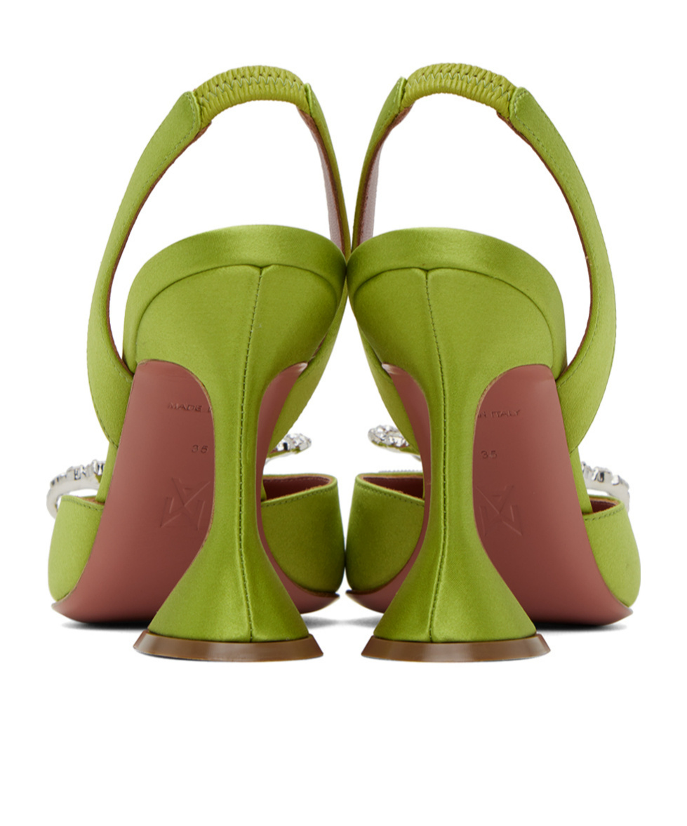 Shop Amina Muaddi Rosie Shoes With Exposed Heels In Green
