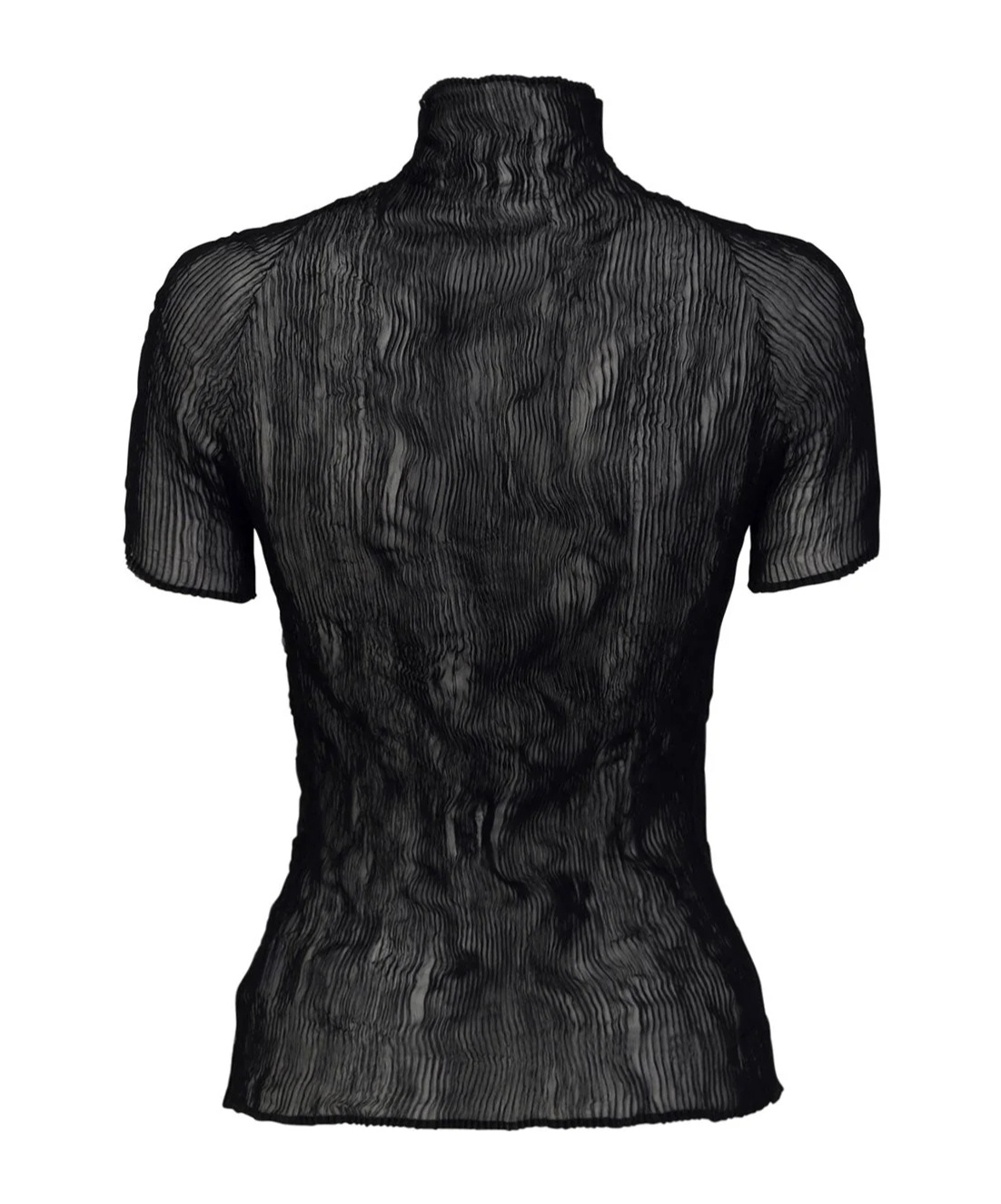 Issey Miyake High-necked Short-sleeved Top In Black
