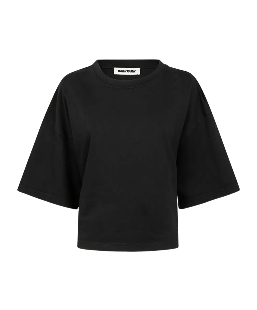 Darkpark Doyle Cropped Draped Short Sleeve Tee In Black