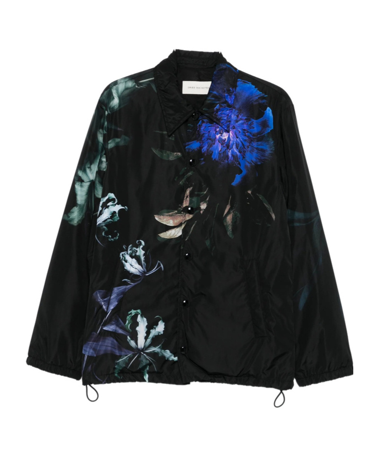 Dries Van Noten Floral Print Blazer Long Sleeves In Black