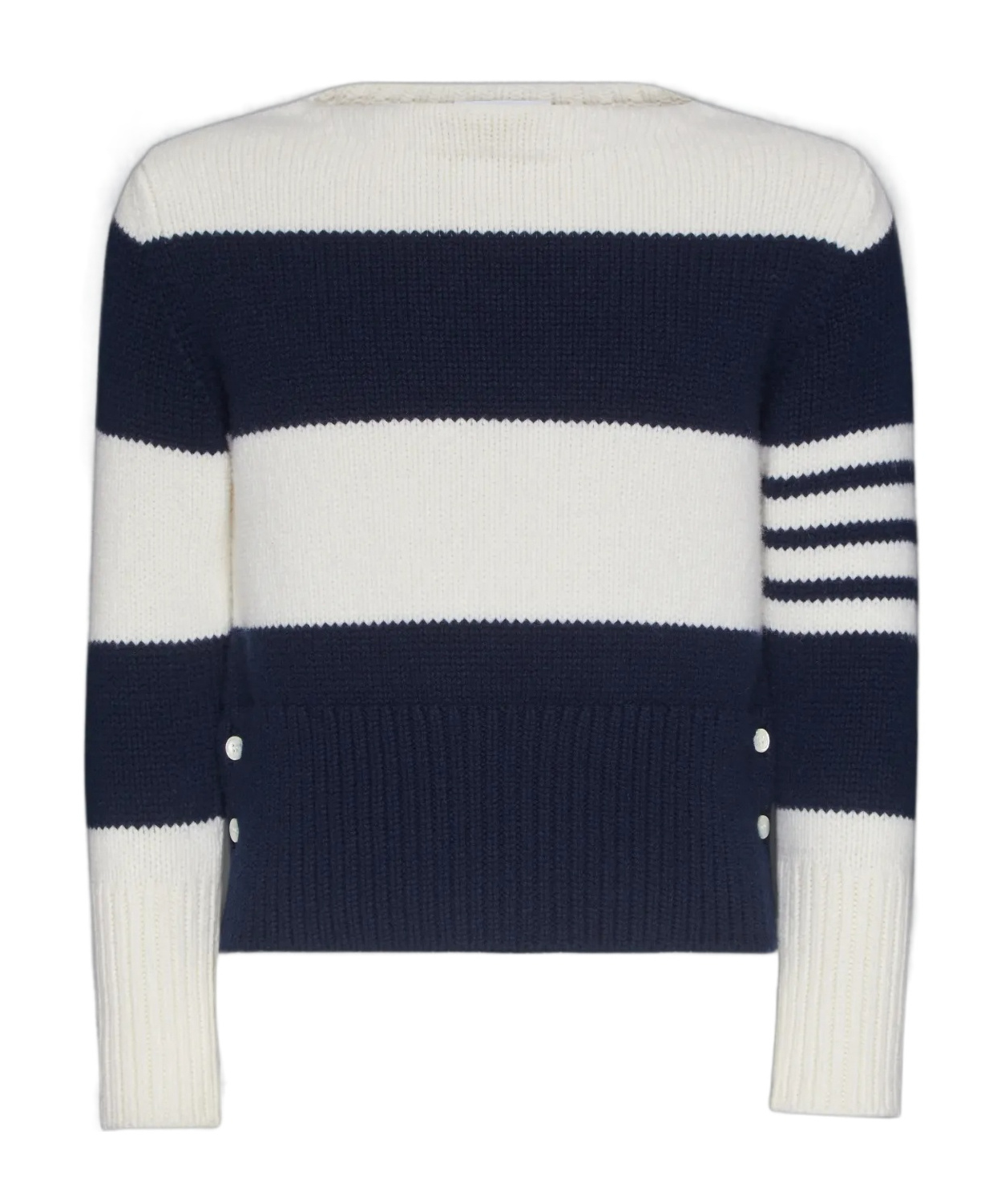 Thom Browne Rugby Stripe Jersey Stitch Boat Neck Pullover In Black