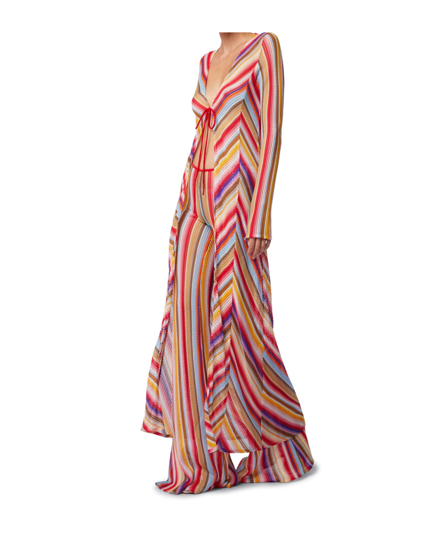 Missoni Long Cover Up Multicolor Red Stripes In Multicolor