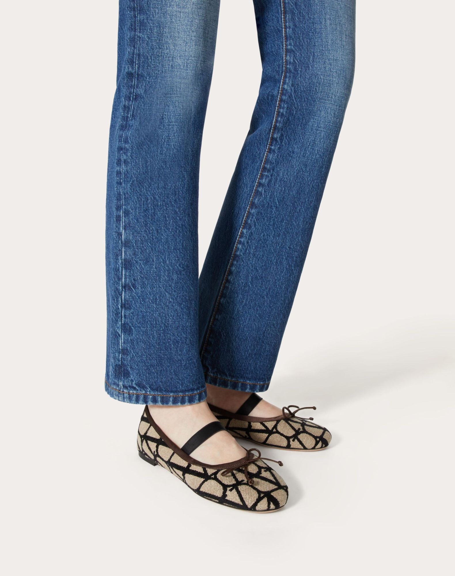 Valentino Ballerinas With Iconographic Motif And Bow Detailing In Black