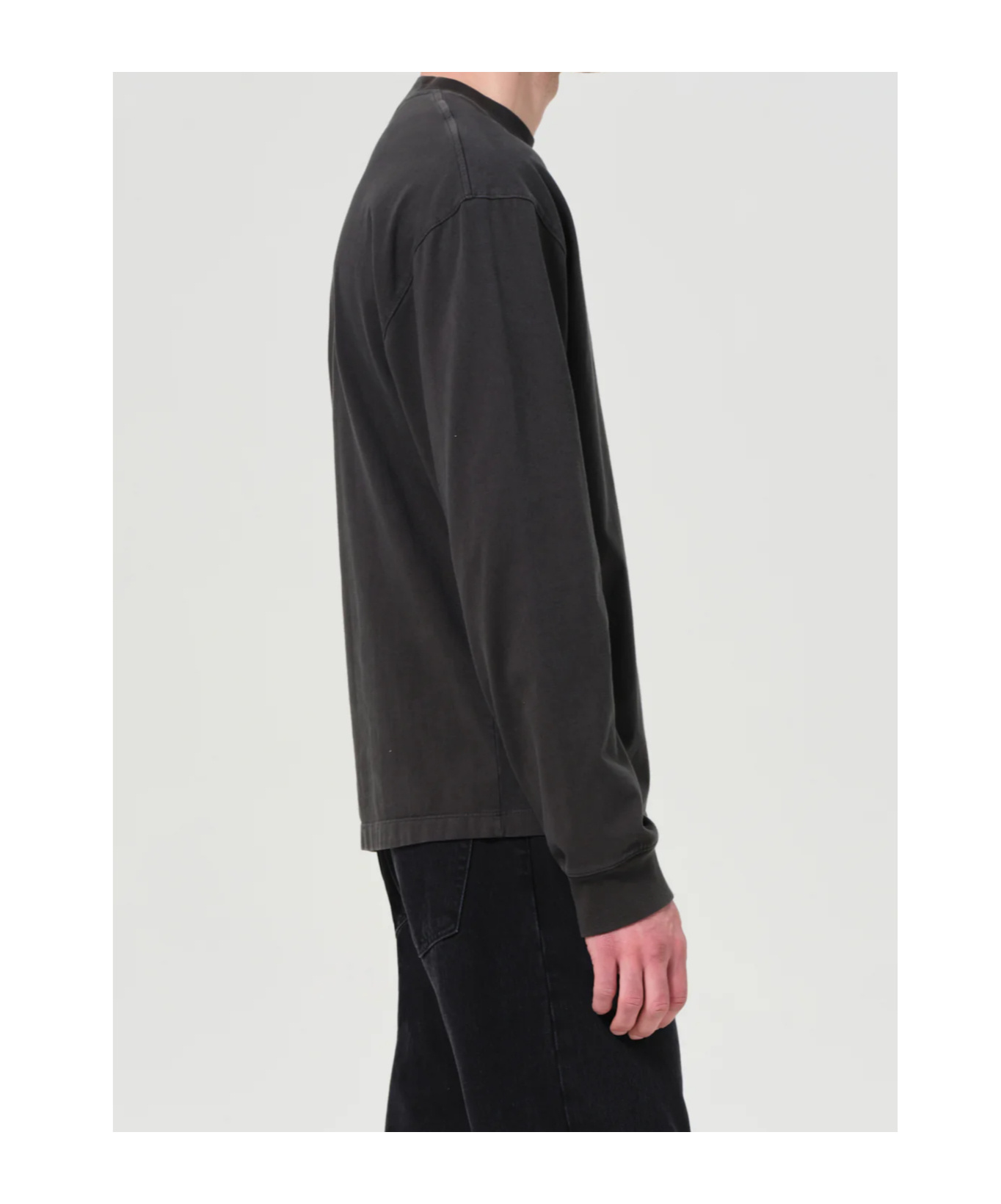 Agolde Long Sleeve Drop Shoulder Tee In Black