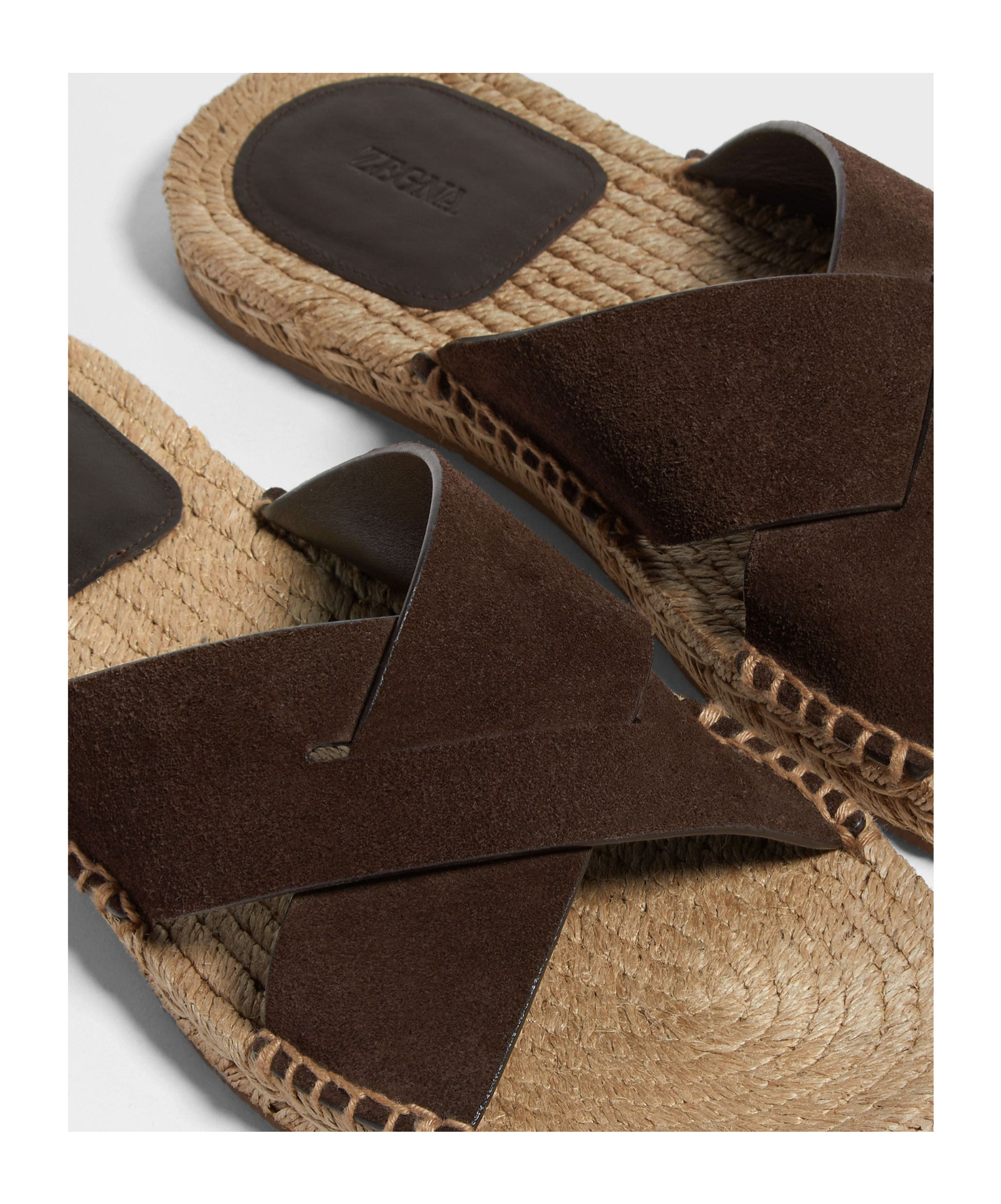 Zegna Mens Dark Brown Crossover Suede Espadrilles Eur 41 / 7 Uk In Brown