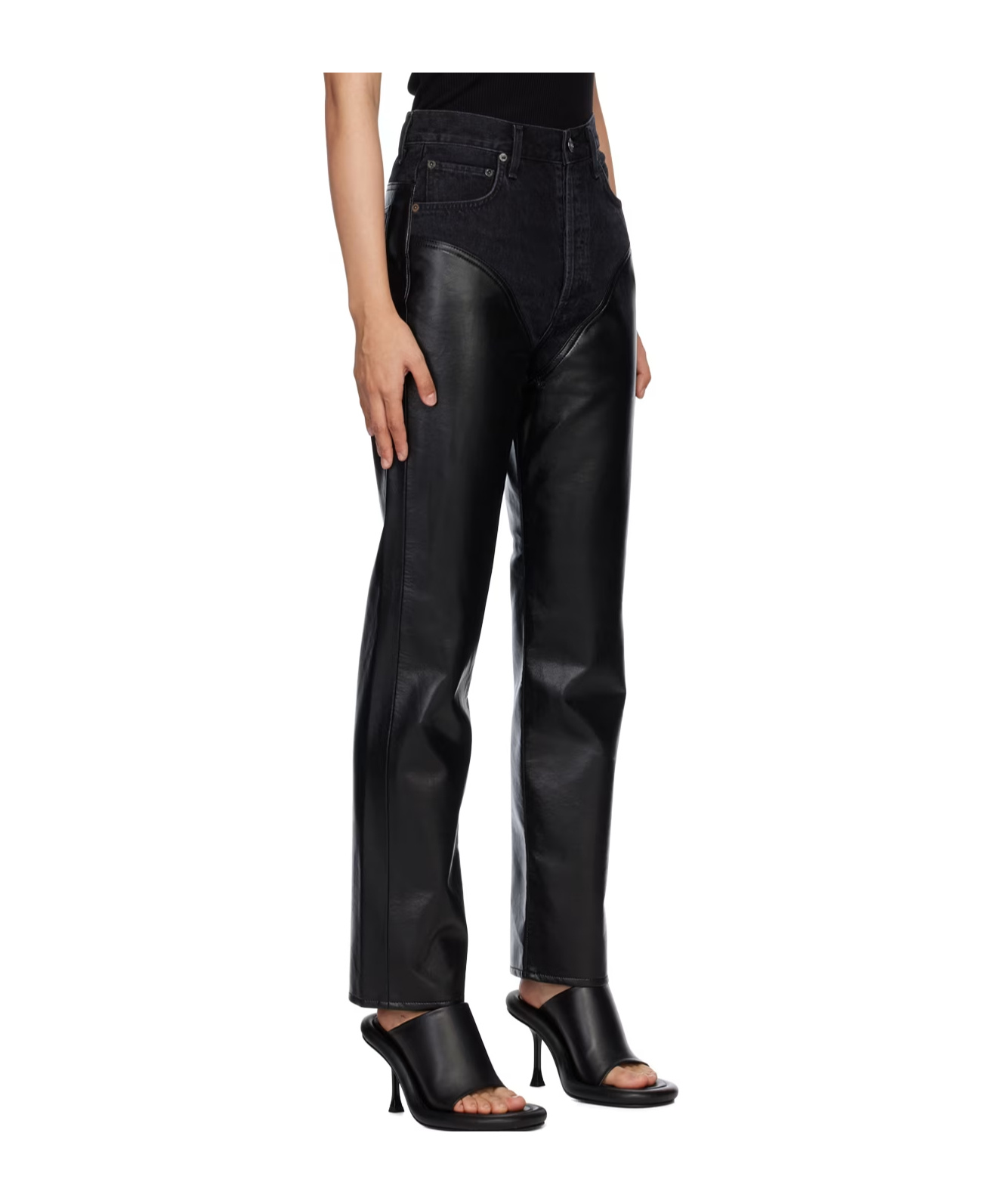 Agolde Belt Loops Slacks In Black