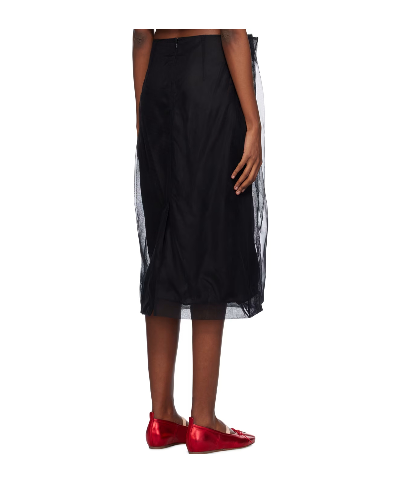 Simone Rocha Black Pleated Midi Skirt In Black