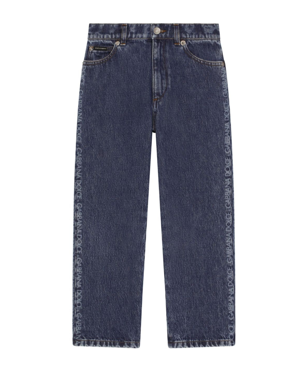 Dolce & Gabbana Logo Print Straight Jeans In Black