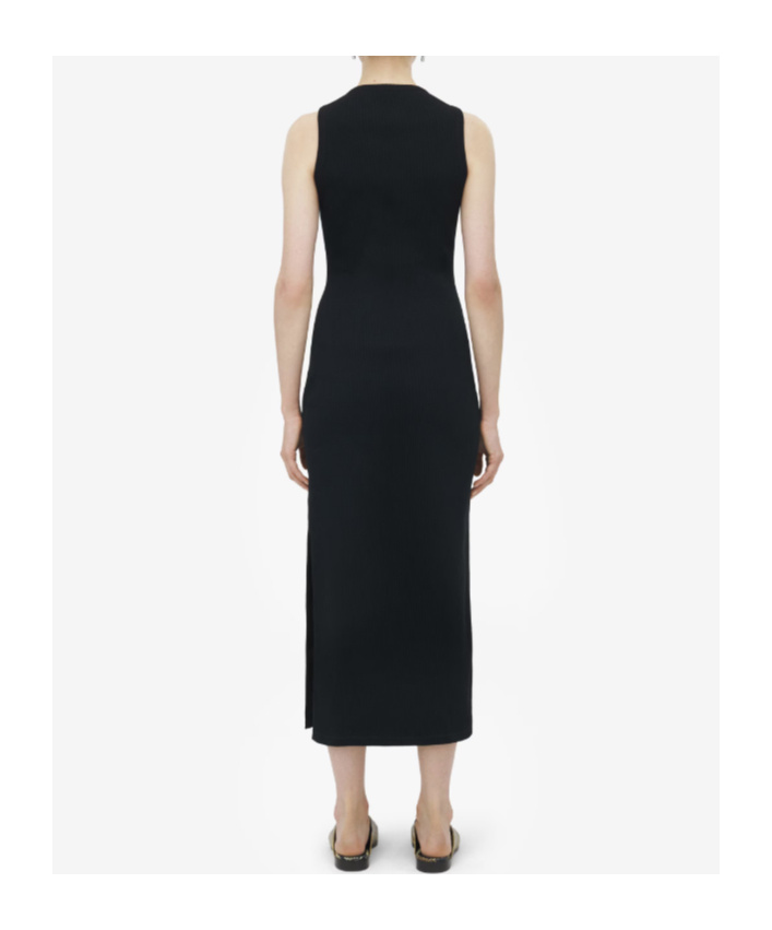 Alexander Mcqueen Crew Neck Cut-out Midi Dress In Black